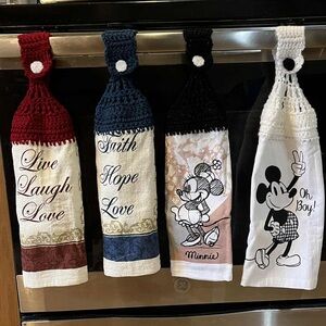 Handmade Kitchen Towel Set includes Mickey and Minnie Mouse